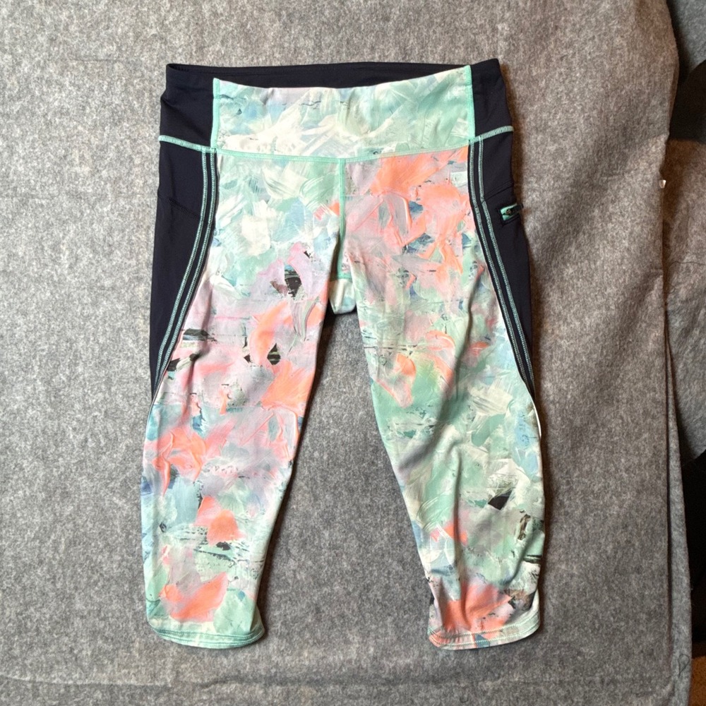 Lululemon Speed Up Crop Leggings 8 Black Abstract Print Running Yoga Tight